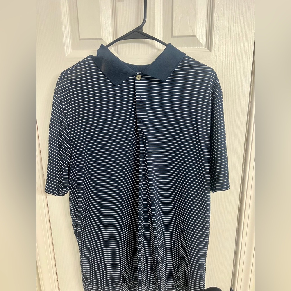Nike Golf Polo Shirt Men’s Size Large Navy Blue Striped NWOT Dri-FIT